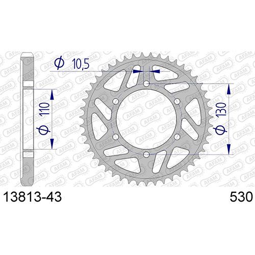 13813-43 Звезда ведомая (алюминий) #530 YZF - R1 YZF 750 R7 AFAM 13813-43