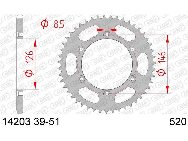14203-44 Звезда ведомая #520 (808.44) DR-Z 400 KLX 400 DR 350 AFAM 14203-44 (JTR808.44)