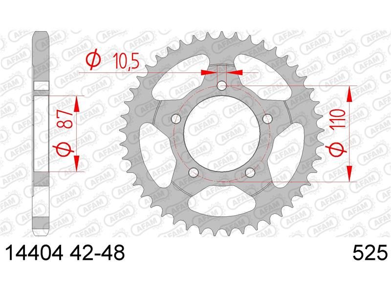 14404-48 Звезда ведомая 525# GSF650 Bandit K7 K9, GSF650F K8 AFAM 14404-48 (JTR807.48)