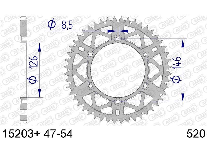 15203-47 Звезда ведомая (алюминий), #520 DR-Z 400 KLX 400 AFAM 15203-47 15203+47