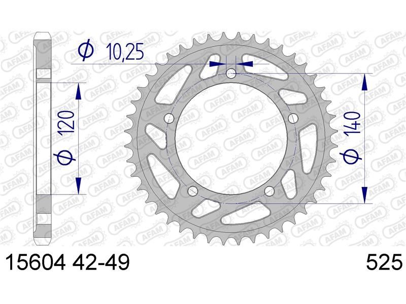 15604-43 Звезда ведомая (алюминий) #525 GSX-R 600 GSX-R 750 AFAM 15604-43