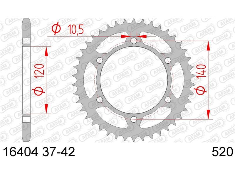 16404-42 Звезда ведомая #520 ZXR 400 R H1, EN 500 Classic C1-C5 AFAM 16404-42 (JTR1490.42)