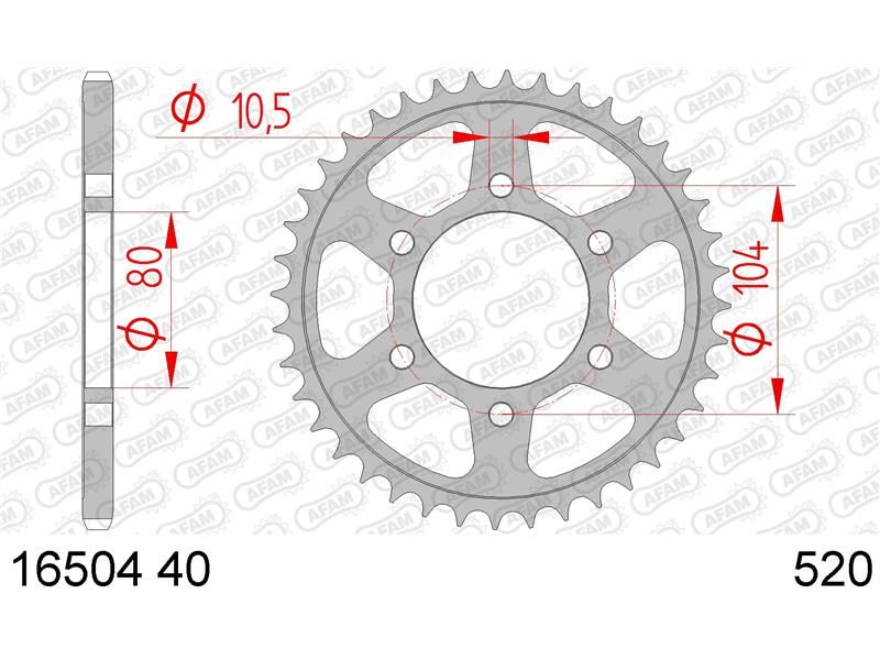 16504-40 Звезда ведомая, #520 ZX-6 R / RR 636 AFAM 16504-40 (JTR1478.40)