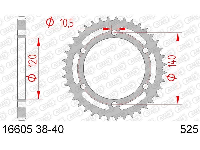 16605-40 Звезда ведомая #525 ZX-6 R AFAM 16605-40 (JTR498.40)