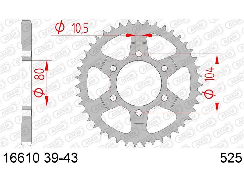 16610-40 Звезда ведомая, #525 ZX-6 R Z 1000 ZX 10 R AFAM 16610-40 (JTR1489.40)