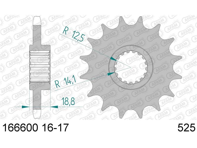 166600-16 Звездочка цепи 525 AFAM 166600-16