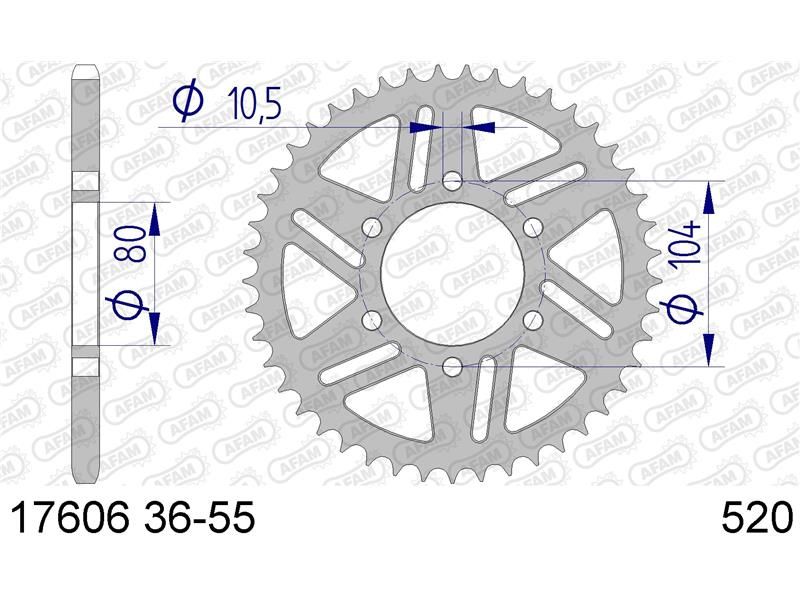 17606-42 Звезда ведомая (алюминий) #520 GPZ 400 ZX 400 ZX-7RR AFAM 17606-42