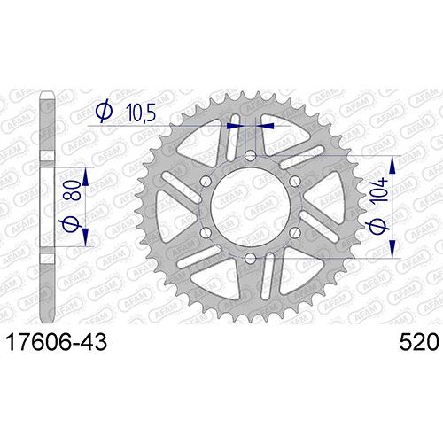 17606-43 Звезда ведомая (алюминий) #520 ZX-6 R Z 750 AFAM 17606-43
