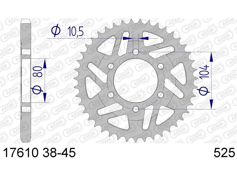17610-40 Звезда ведомая (алюминий) #525 ZX-6 R Z 1000 ZX 10 R AFAM 17610-40