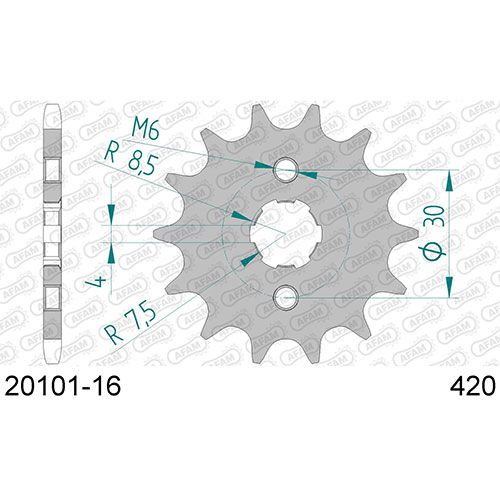 20101-16 Звездочка цепи 420 AFAM 20101-16 (JTF249.16)