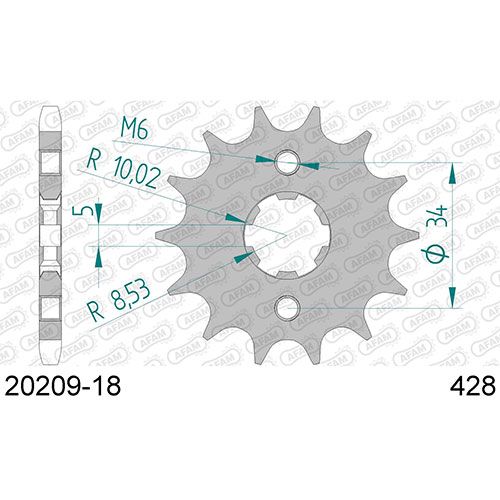 20209-18 Звездочка цепи 428 AFAM 20209-18 (JTF1264.18)