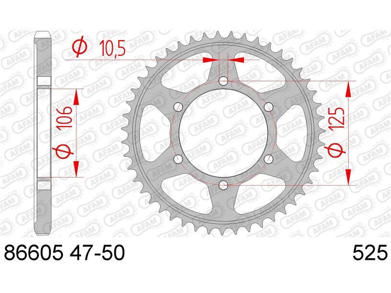 86605-47 Звезда ведомая 525 сталь Street triple 675, Daytona 675 AFAM 86605-47