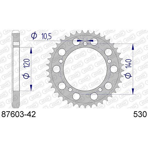 87603-42 Звезда ведомая алюминий #530 GSX-R 1000 AFAM 87603-42