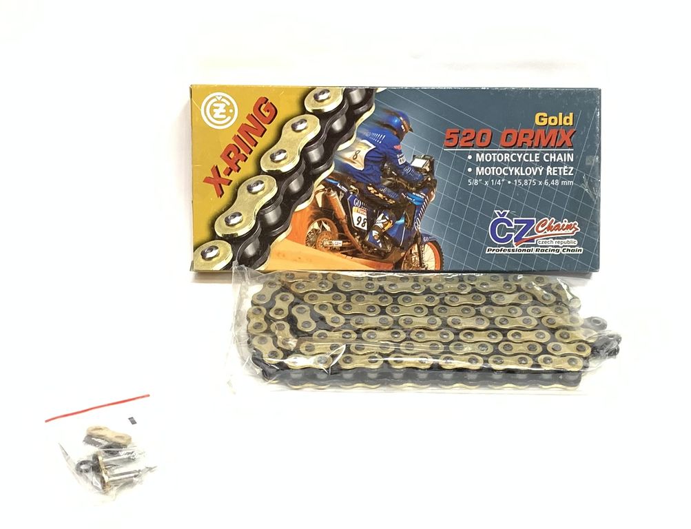 Цепь для мототехники CZ Chains 520ORMX-120 ORMX Gold (Active-Ring) (Сальники X-Ring) (Золотая)
