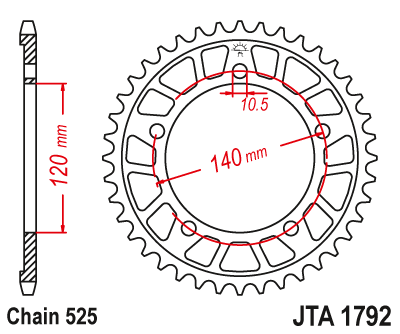 Звезда ведомая алюминиевая JT JTA1792.43 (JTA1792-43) (A1792-43) для Suzuki Road // Triumph Road