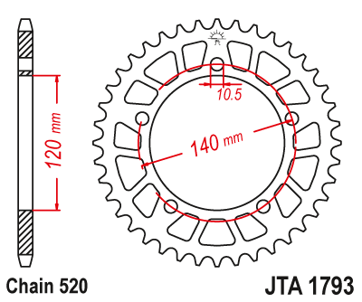 Звезда ведомая алюминиевая JT JTA1793.43 (JTA1793-43) (A1793-43) для Suzuki Road // Triumph Road