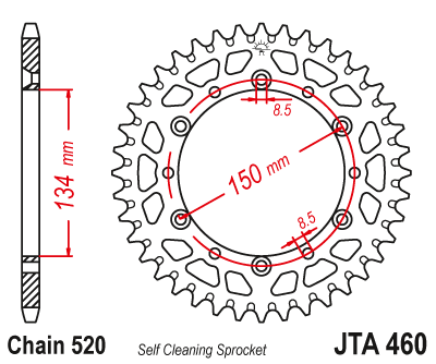 Звезда ведомая алюминиевая JT JTA460.49 (JTA460-49) (A460-49) для Kawasaki Off Road // Kawasaki Road