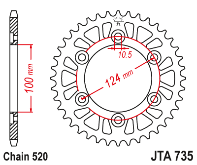 Звезда ведомая алюминиевая JT JTA735.37 (JTA735-37) (A735-37) для Ducati Road