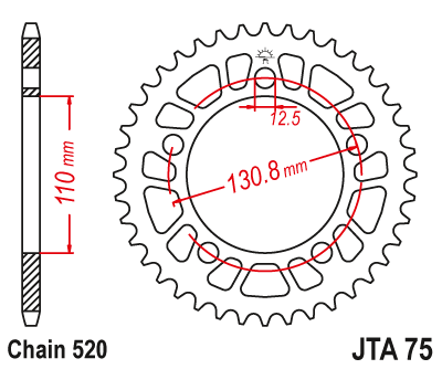 Звезда ведомая алюминиевая JT JTA75.44 (JTA75-44) (A75-44) для BMW Road