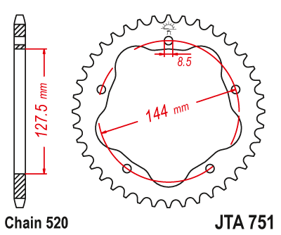 Звезда ведомая алюминиевая JT JTA751.38 (JTA751-38) (A751-38) для Ducati Road