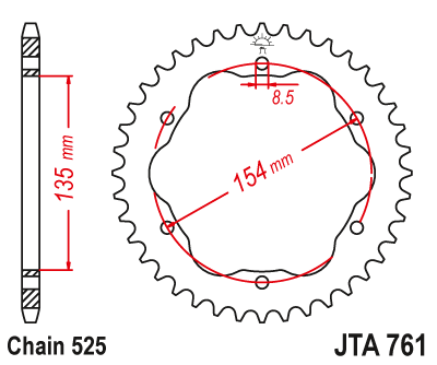 Звезда ведомая алюминиевая JT JTA761.38 (JTA761-38) (A761-38) для Ducati Road