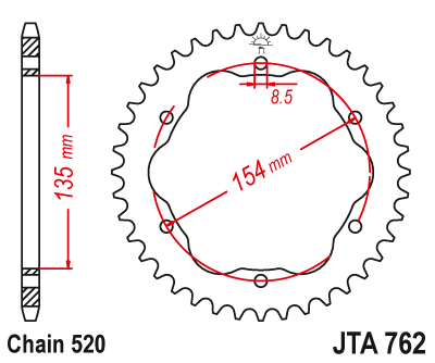 Звезда ведомая алюминиевая JT JTa762.39 (JTa762-39) (a762-39) для Ducati Road