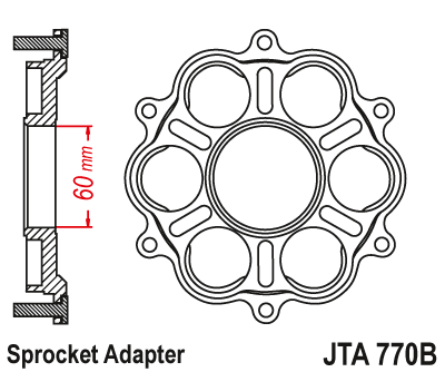 Звезда ведомая алюминиевая JT JTa770B (JTa770B) (a770B) для Ducati Road