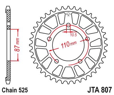 Звезда ведомая алюминиевая JT JTA807.44 (JTA807-44) (A807-44) для Suzuki Road