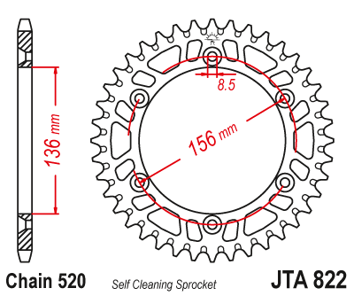 Звезда ведомая алюминиевая JT JTA822.53 (JTA822-53) (A822-53) для Husqvarna Off Road