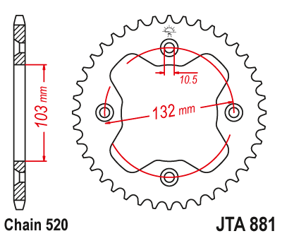 Звезда ведомая алюминиевая JT JTA881.38 (JTA881-38) (A881-38) для KTM ATV