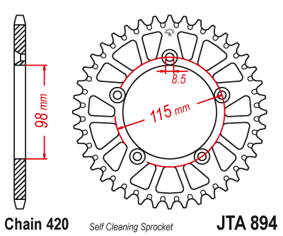 Звезда ведомая алюминиевая JT JTA894.50 (JTA894-50) (A894-50) для KTM Off Road