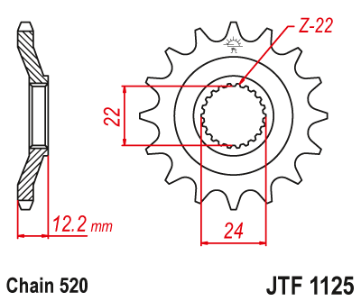 Звезда ведущая JT JTF1125.17 (JTF1125-17) (F1125-17)