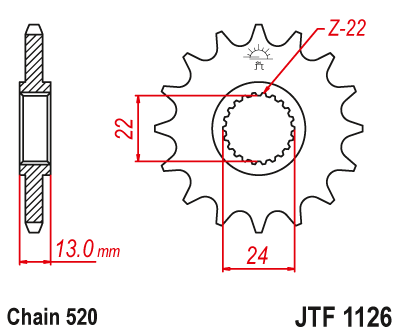 Звезда ведущая JT JTF1126.16 (JTF1126-16) (F1126-16)