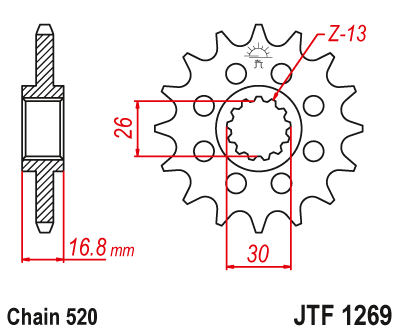 Звезда ведущая JT JTF1269.16 (JTF1269-16) (F1269-16)