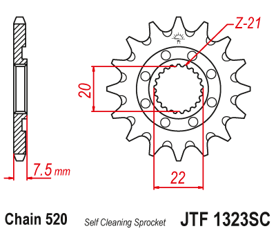 Звезда ведущая JT JTF1323.14SC (JTF1323-14SC) (F1323-14SC)