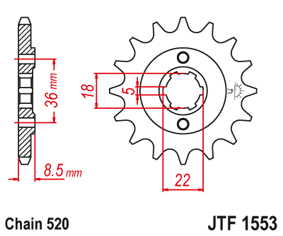 Звезда ведущая JT JTF1553.15 (JTF1553-15) (F1553-15)
