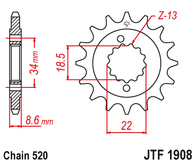 Звезда ведущая JT JTf1908.15 (JTf1908-15) (f1908-15)