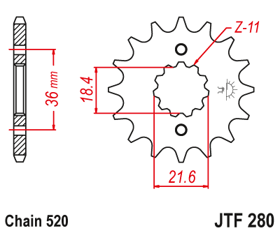 Звезда ведущая JT JTF280.13 (JTF280-13) (F280-13)