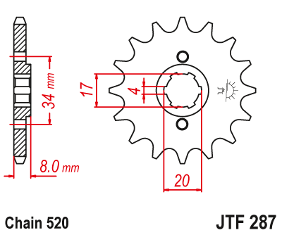 Звезда ведущая JT JTF287.14 (JTF287-14) (F287-14)