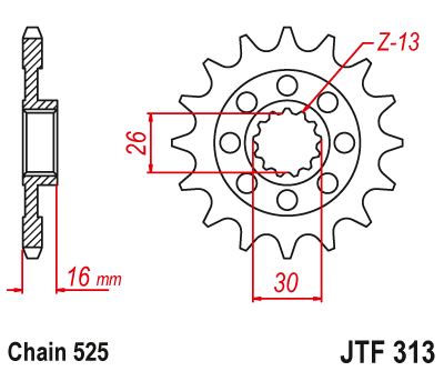 Звезда ведущая JT JTF313.16 (JTF313-16) (F313-16)
