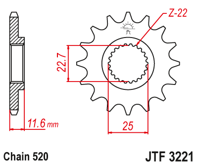 Звезда ведущая JT JTF3221.13 (JTF3221-13) (F3221-13)