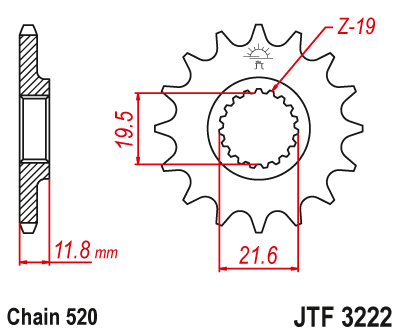 Звезда ведущая JT JTF3222.12 (JTF3222-12) (F3222-12)