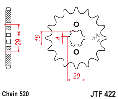 Звезда ведущая JT JTF422.14 (JTF422-14) (F422-14)