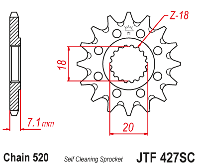 Звезда ведущая JT JTF427.13SC (JTF427-13SC) (F427-13SC)