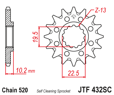 Звезда ведущая JT JTF432.14SC (JTF432-14SC) (F432-14SC)