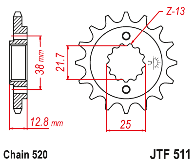 Звезда ведущая JT JTF511.14 (JTF511-14) (F511-14)
