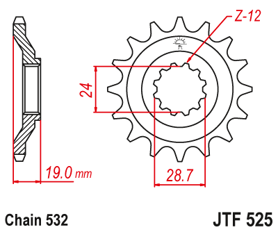 Звезда ведущая JT JTF525.17 (JTF525-17) (F525-17)