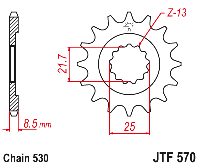 Звезда ведущая JT JTF570.16 (JTF570-16) (F570-16)