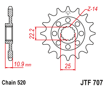 Звезда ведущая JT JTF707.14 (JTF707-14) (F707-14)