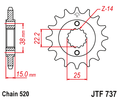 Звезда ведущая JT JTF737.15 (JTF737-15) (F737-15)